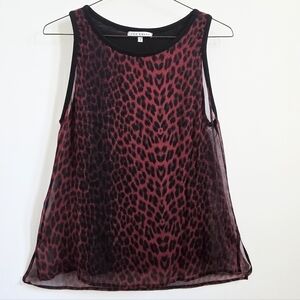 RED HAUTE  Leopard Print Red and Black Sleeveless Top      Size M